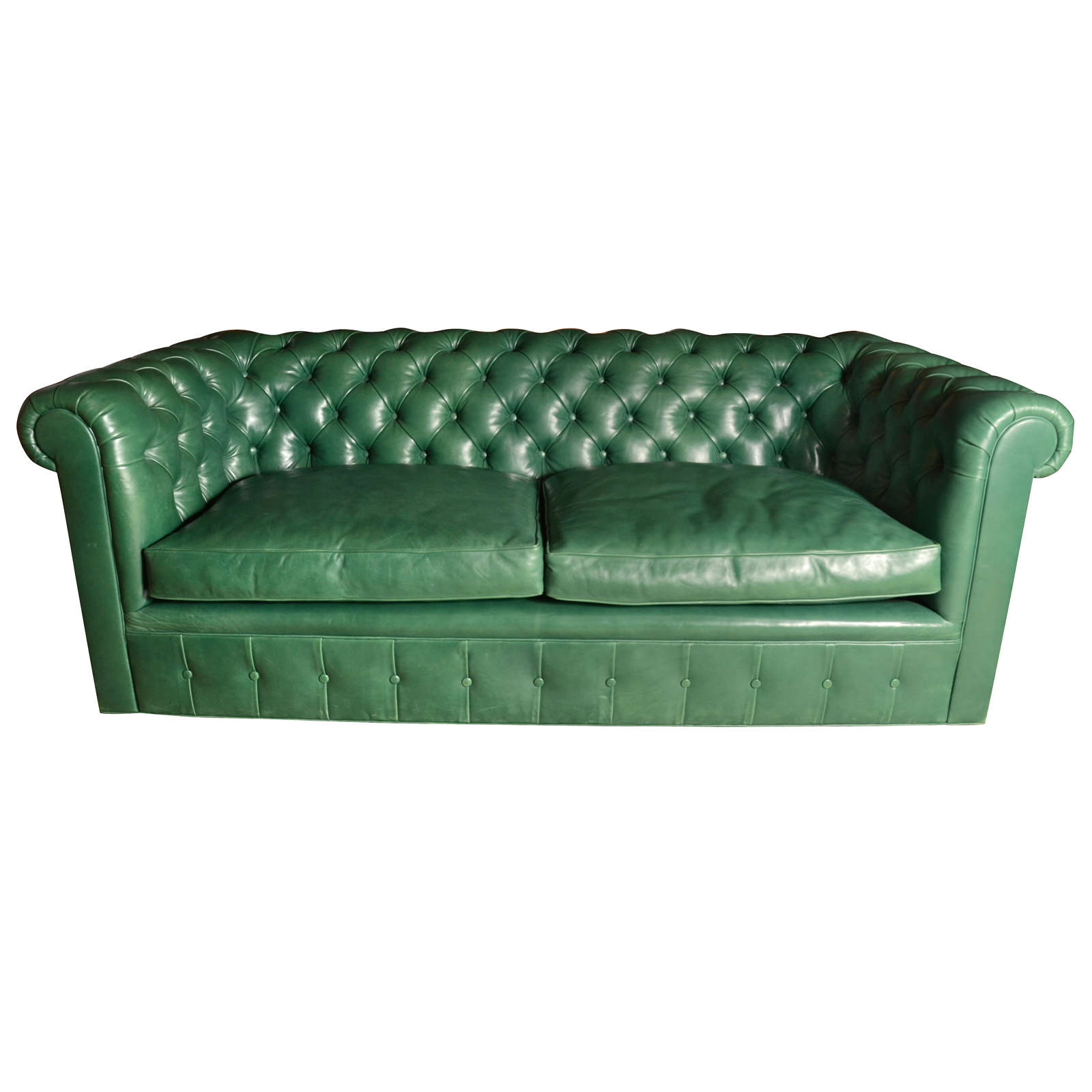 Emerald Green Mid Century Chesterfield Sofa From England For Sale