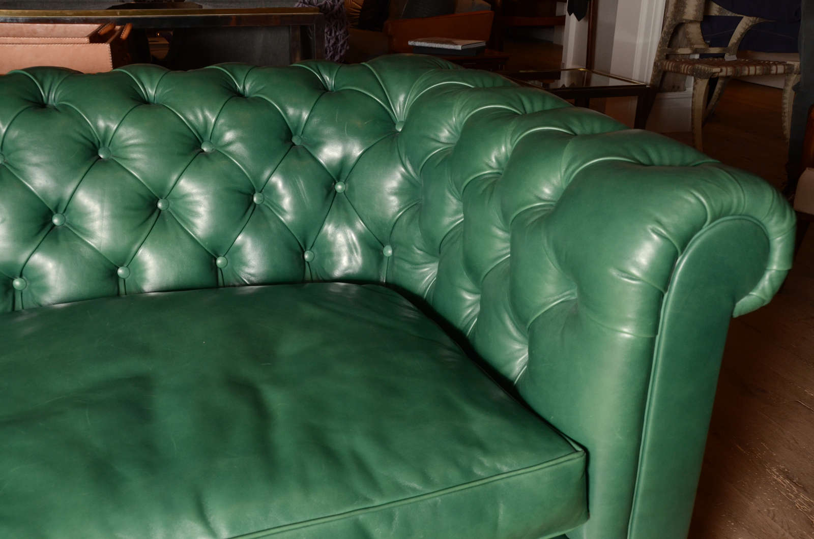 Emerald Green Midcentury Chesterfield Sofa from England For Sale at