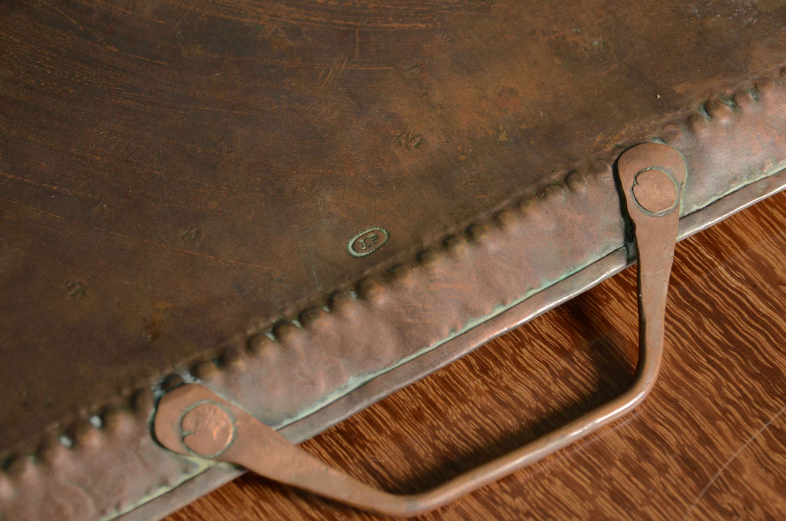 hammered copper tray with handles
