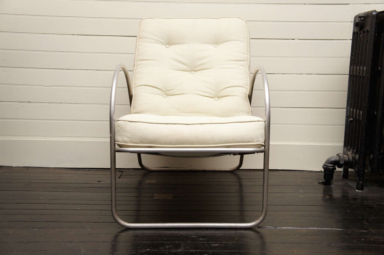 Art Deco Gestural Aluminum Lounge Chair For Sale