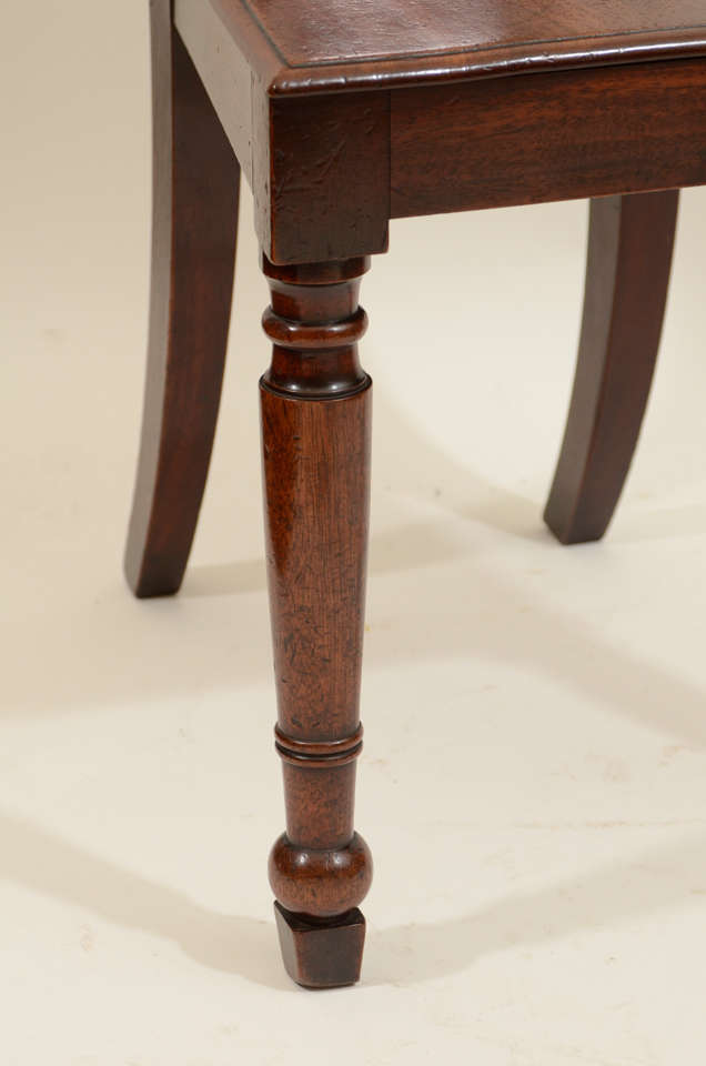Pair Irish Regency Carved Mahogany Hall Chairs. c. 1835 In Excellent Condition In New York, NY