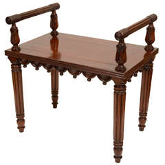 Gothick Revival Mahogany Bench after Bullock, England, 19th C.