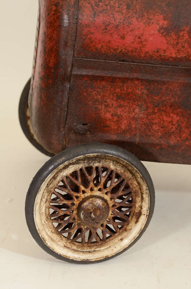 Vintage Child's Red Toy Car by Duke, England, Mid 20th Century In Distressed Condition In New York, NY