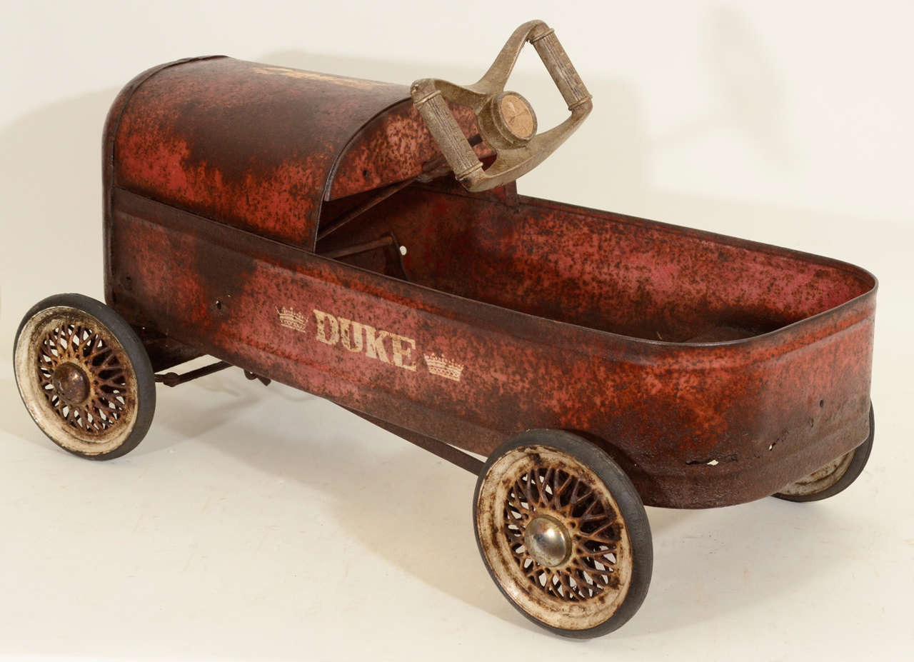 Vintage Child's Red Toy Car by Duke, England, Mid 20th Century 2