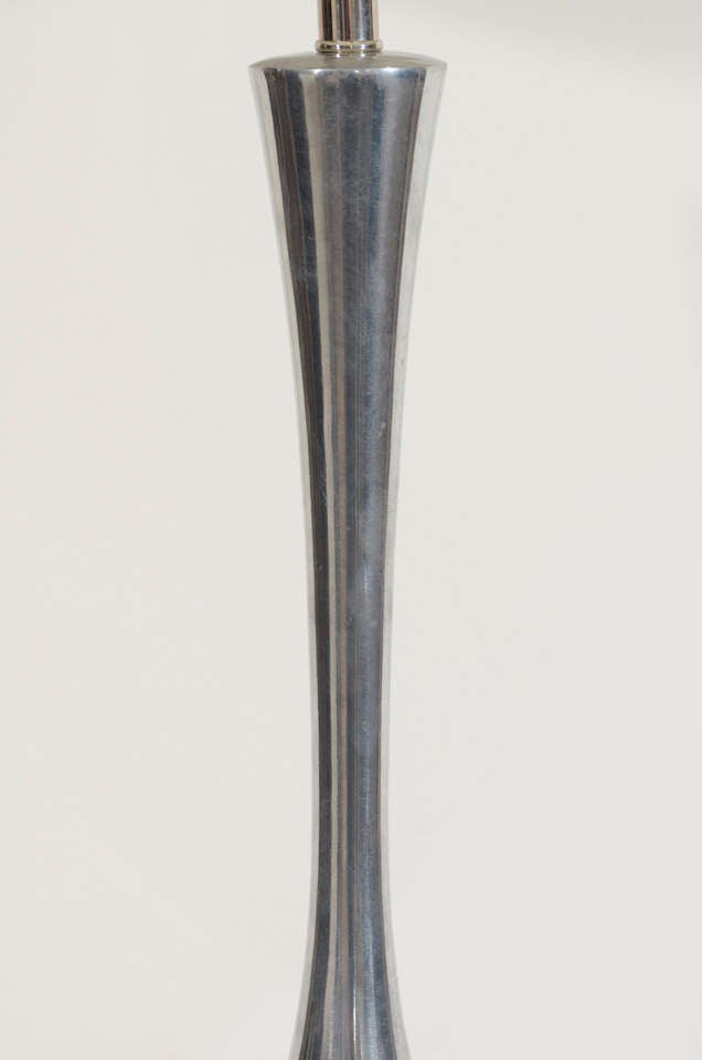 Mid-Century Modern Pair of Polished Steel Genie Bottle Lamps by Laurel