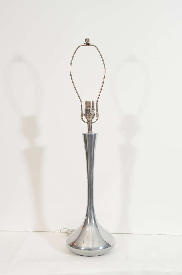 American Pair of Polished Steel Genie Bottle Lamps by Laurel