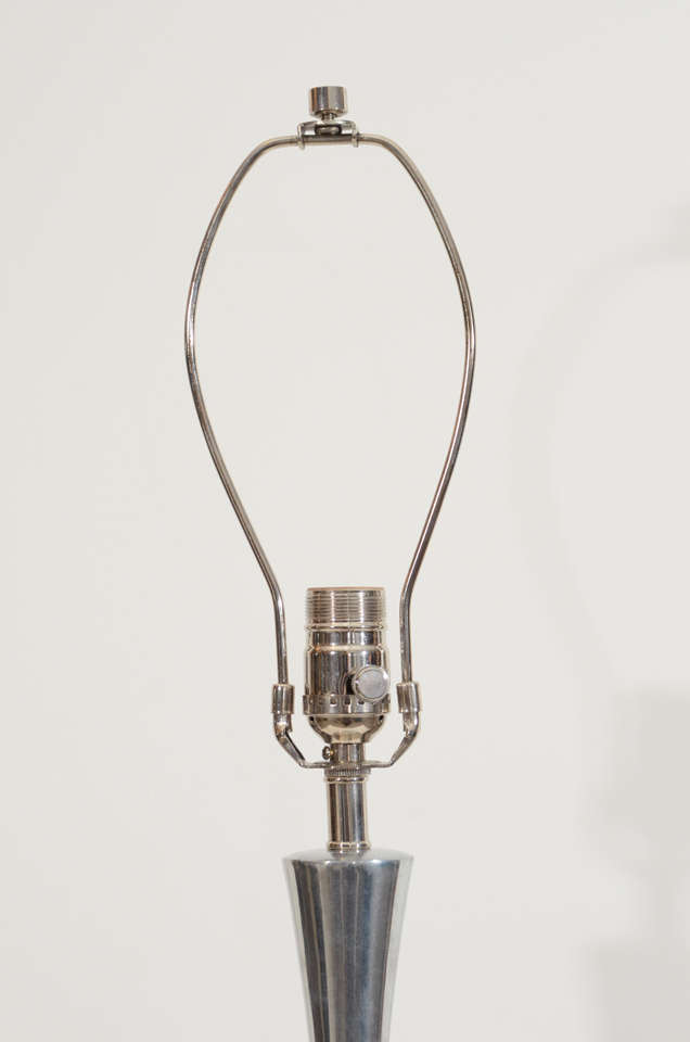 Pair of Polished Steel Genie Bottle Lamps by Laurel In Excellent Condition In New York, NY