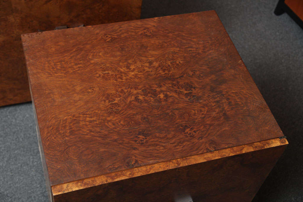 Mid-20th Century Modern Exotic Burl Romweber Night Tables or Side Tables by Harold Schwartz