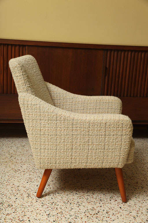 Mid-20th Century Shaply Scandinavian Armchair in Boucle by Norsk
