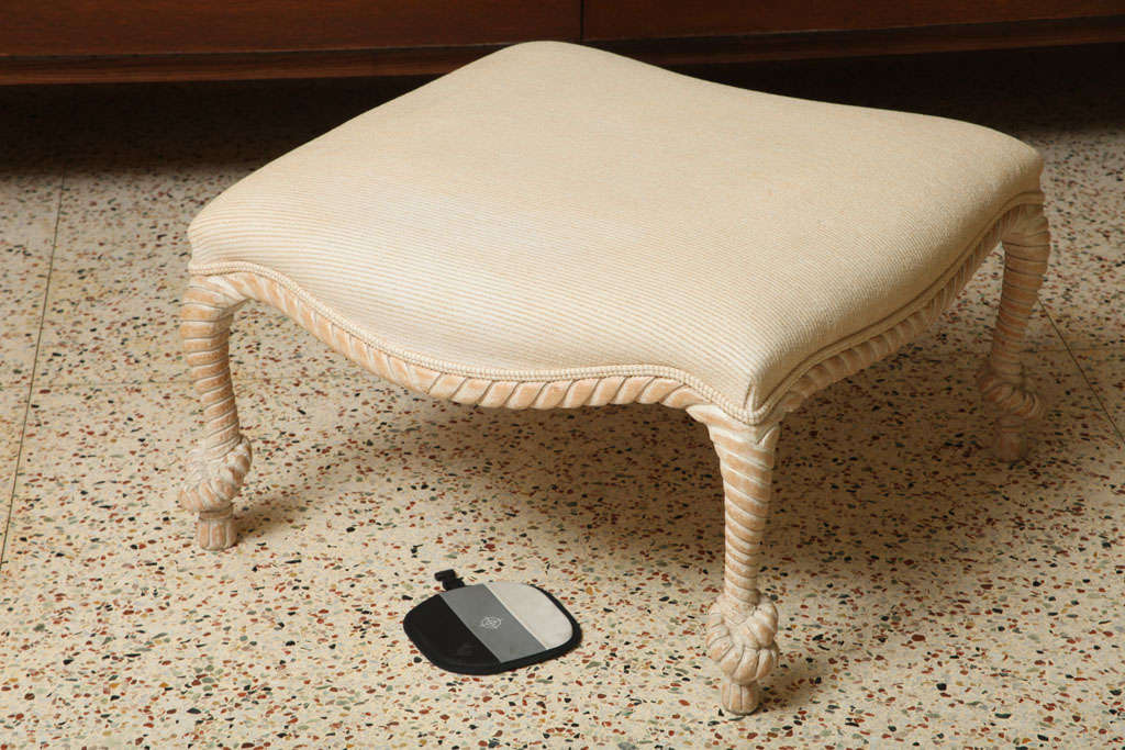 Carved Rope Twist Ottoman in Limed Beech