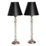 Vintage Pair of Glass Table Lamps