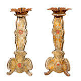 Antique Pair of 19th Century Spanish Tripod Candlesticks