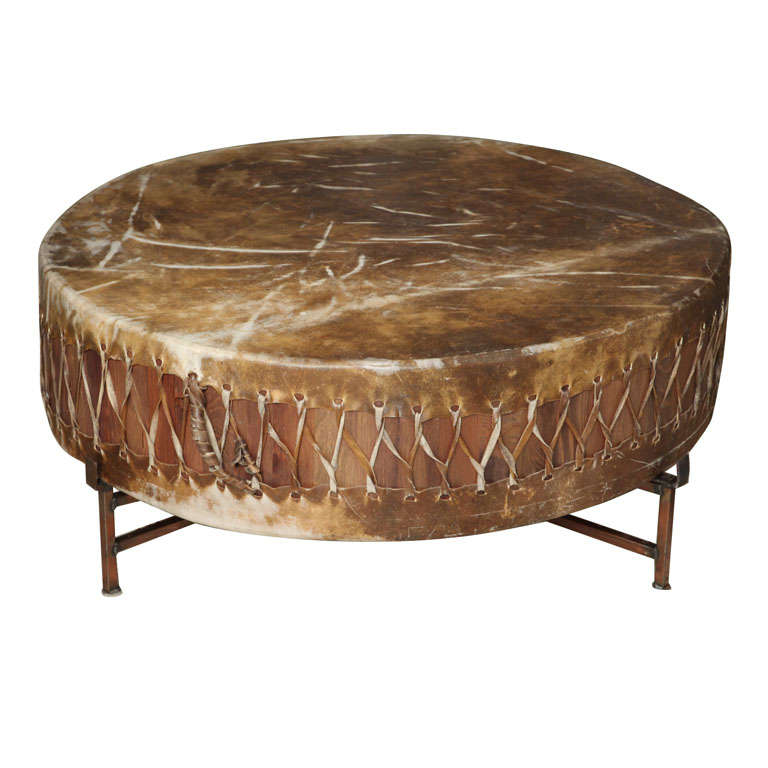 Giant Drum Table on Copper Frame