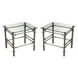 Pair of Bronzed Metal End Tables after Giacometti