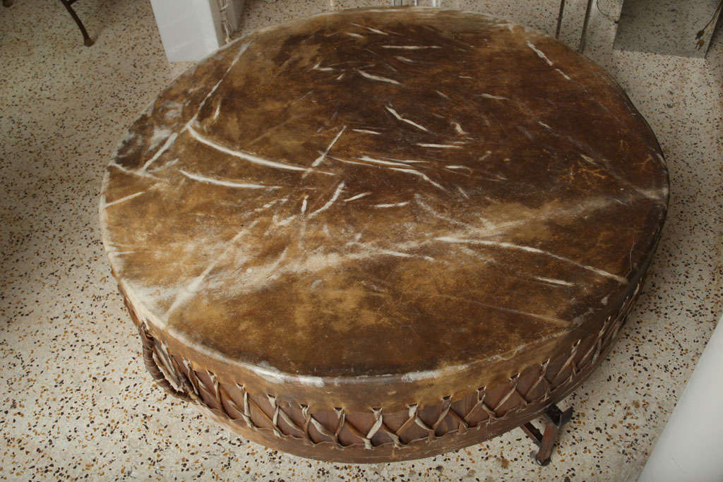 Giant Drum Table on Copper Frame at 1stDibs large copper drum, copper