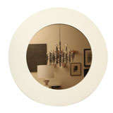 Dramatic White Lacquered and Original Smoked Glass Mirror