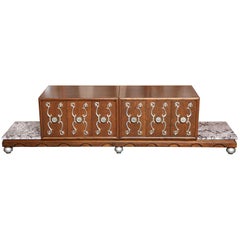 Renzo Rutili Style Credenza Console with Movable Cabinets by Albright-Zimmerman