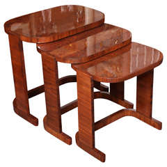 French Art Deco Period Exotic Wood Nesting Tables