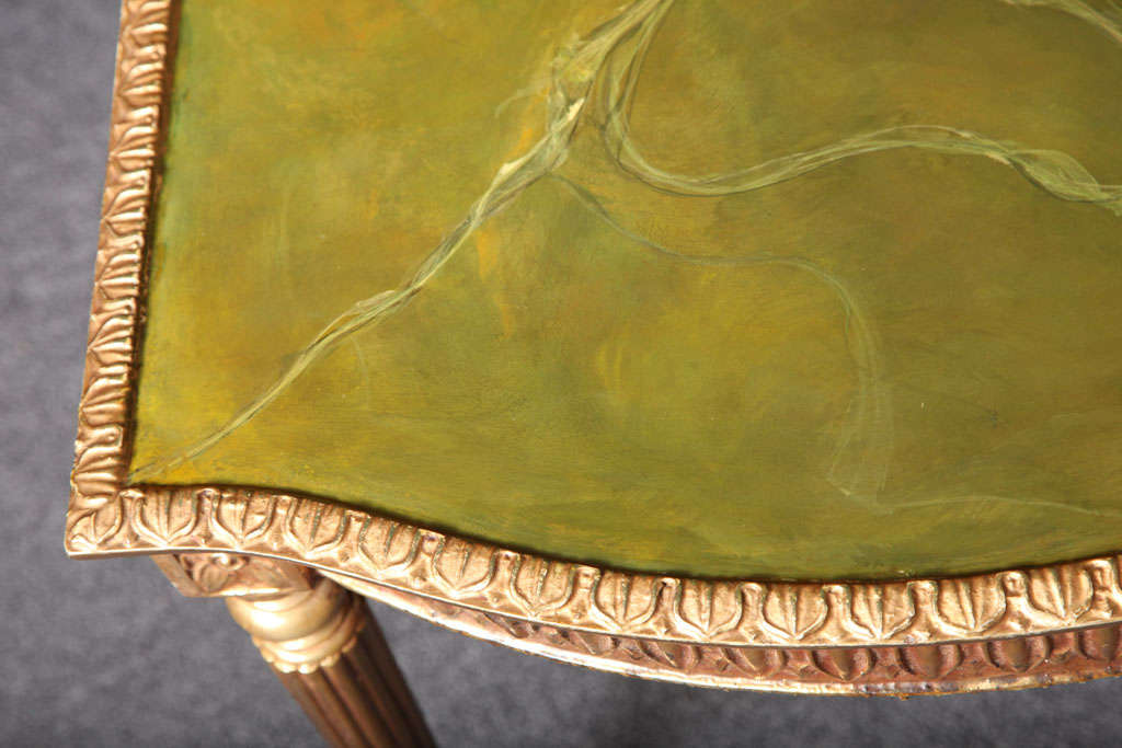 Mid-20th Century Modern Louis XVI Style Giltwood Table Painted Faux Marble Top