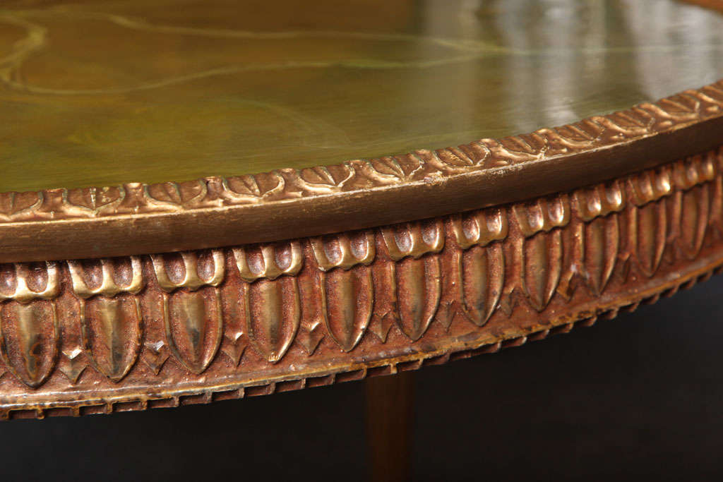 Modern Louis XVI Style Giltwood Table Painted Faux Marble Top 3