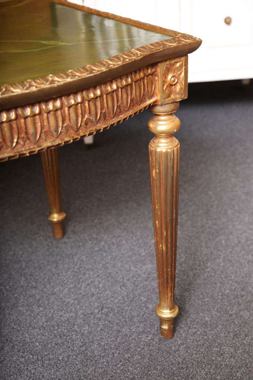 Modern Louis XVI Style Giltwood Table Painted Faux Marble Top 4