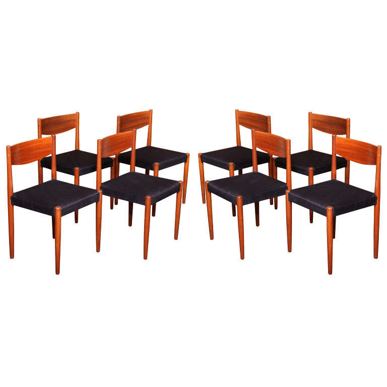 Eight Poul Volther Danish Teak Dining Chairs Frem Rojle