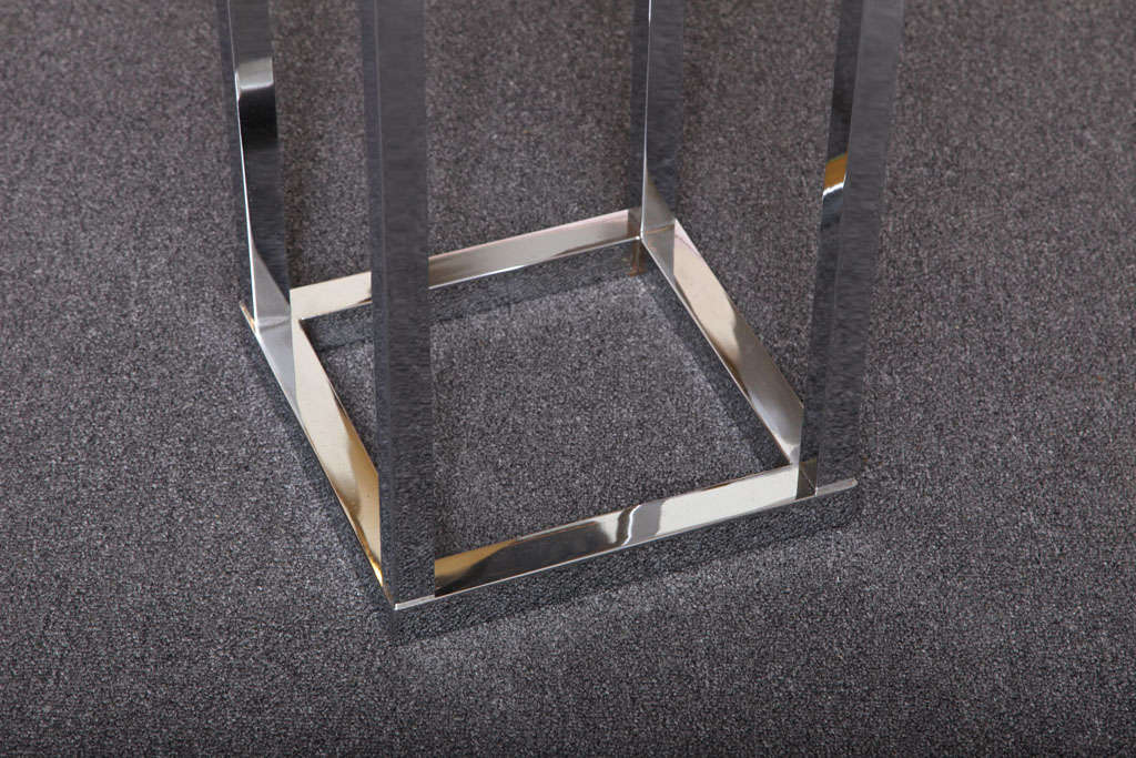 American Modern  Chrome Glass Top Pedestal Stand