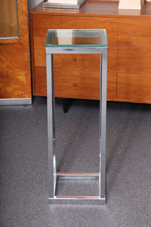 Modern Chrome Glass Top Pedestal Stand at 1stDibs modern pedestal