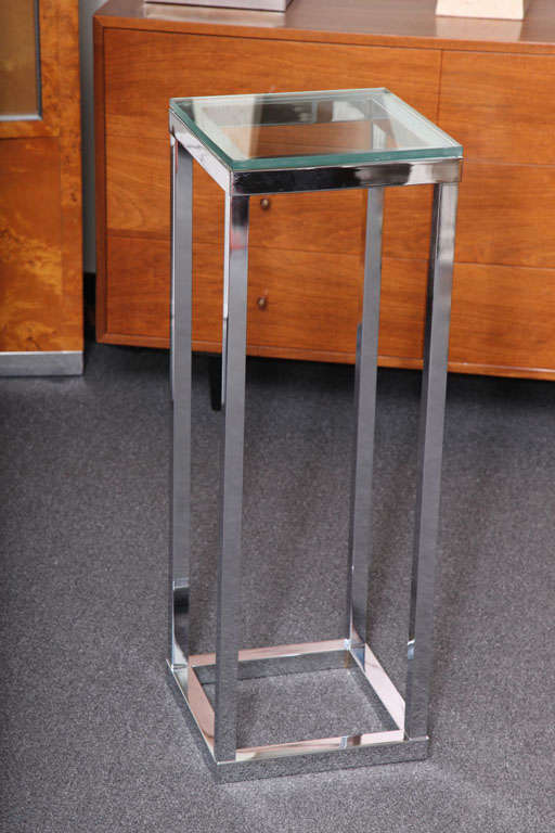 Modern Chrome Glass Top Pedestal Stand at 1stDibs modern pedestal
