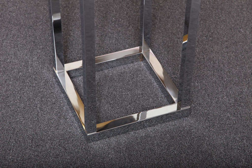 Modern Chrome Glass Top Pedestal Stand at 1stDibs modern pedestal