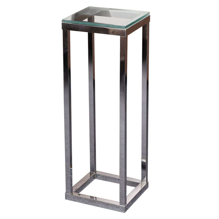 Modern Chrome Glass Top Pedestal Stand at 1stDibs modern pedestal