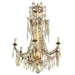 18thc Genovese Crystal and giltwood chandelier