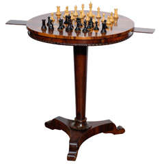English Regency Tilt Top Games Table With Staunton Chess-Men