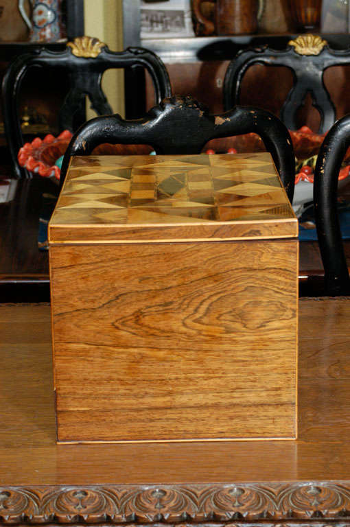 Wood English Hinged Inlaid Box For Sale