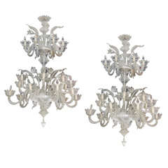 Pair of Gigantic Murano Glass Chandeliers