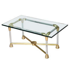 Lucite and Brass Coffee Table with Python Motif