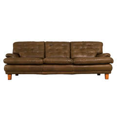 Three-Seat Sofa with Green Leather by Arne Norell