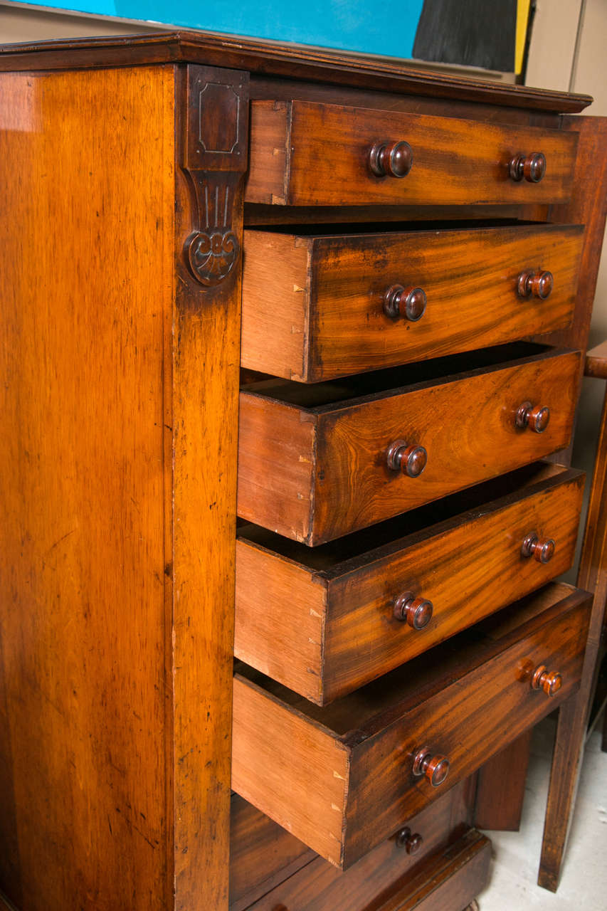19th c. Mahogany Wellington Chest with 7 Graduated Drawers 1