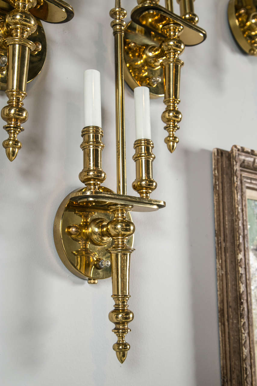 Pair of Brass Sconces with Acorn Final Detail 3