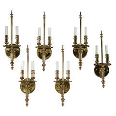 Pair of Brass Sconces with Acorn Final Detail
