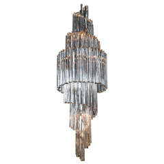 1950
s Italian Glass Spiral Chandelier