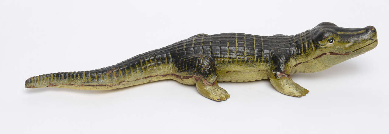 North American Rare Early 20th Century Alligator Door Stop with Original Paint