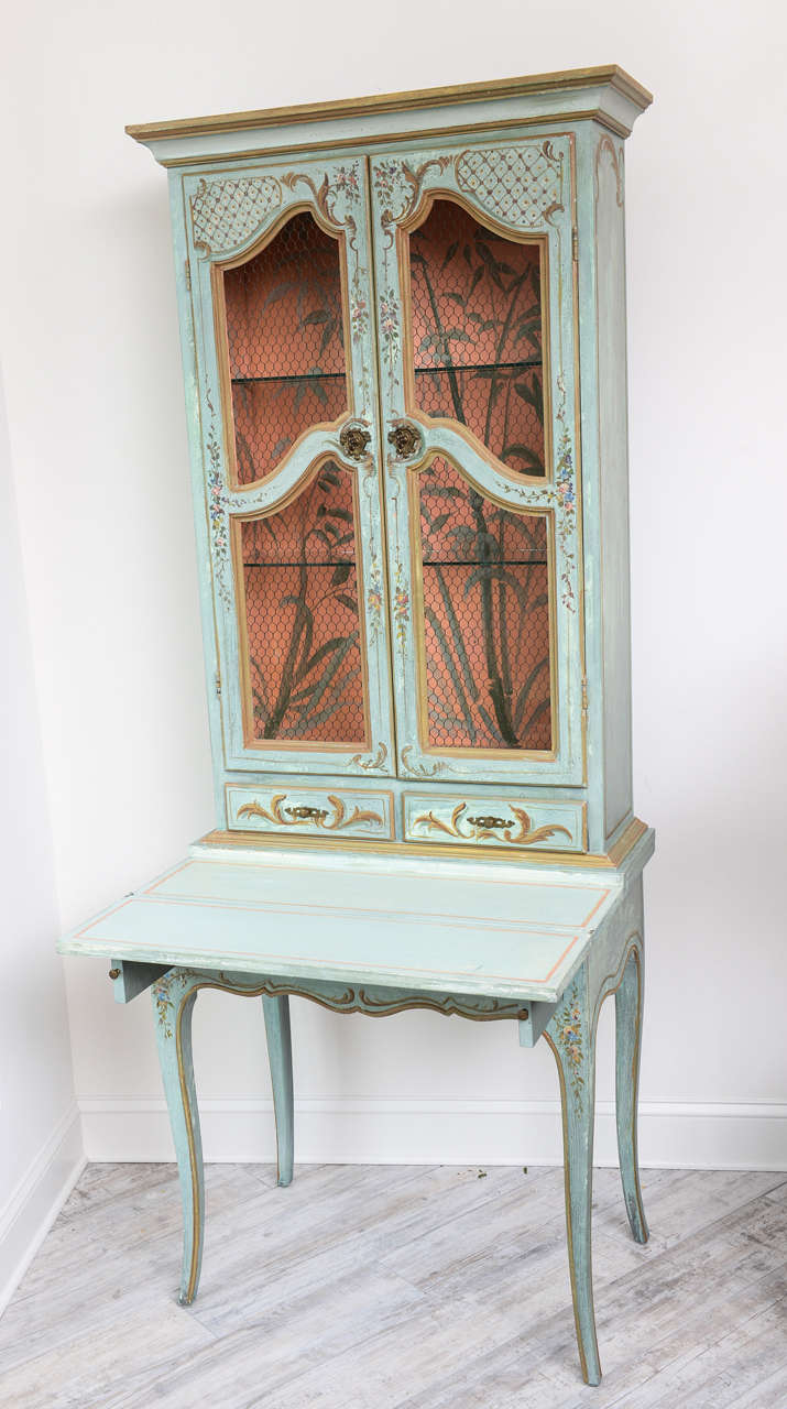 Decoratively painted Venetian style cabinet or secretaire.