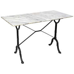 Vintage French Marble-Top Bistro Table