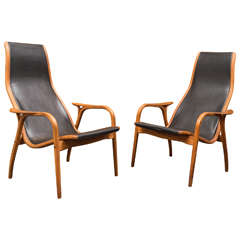 Pair of Yngve Ekstrom Lamino Lounge Chairs
