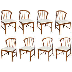 Walnut Danish Wishbone Chairs--Wegner Style--1960s