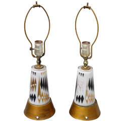 Pair of 1950s MCM glass lamps--USA 7