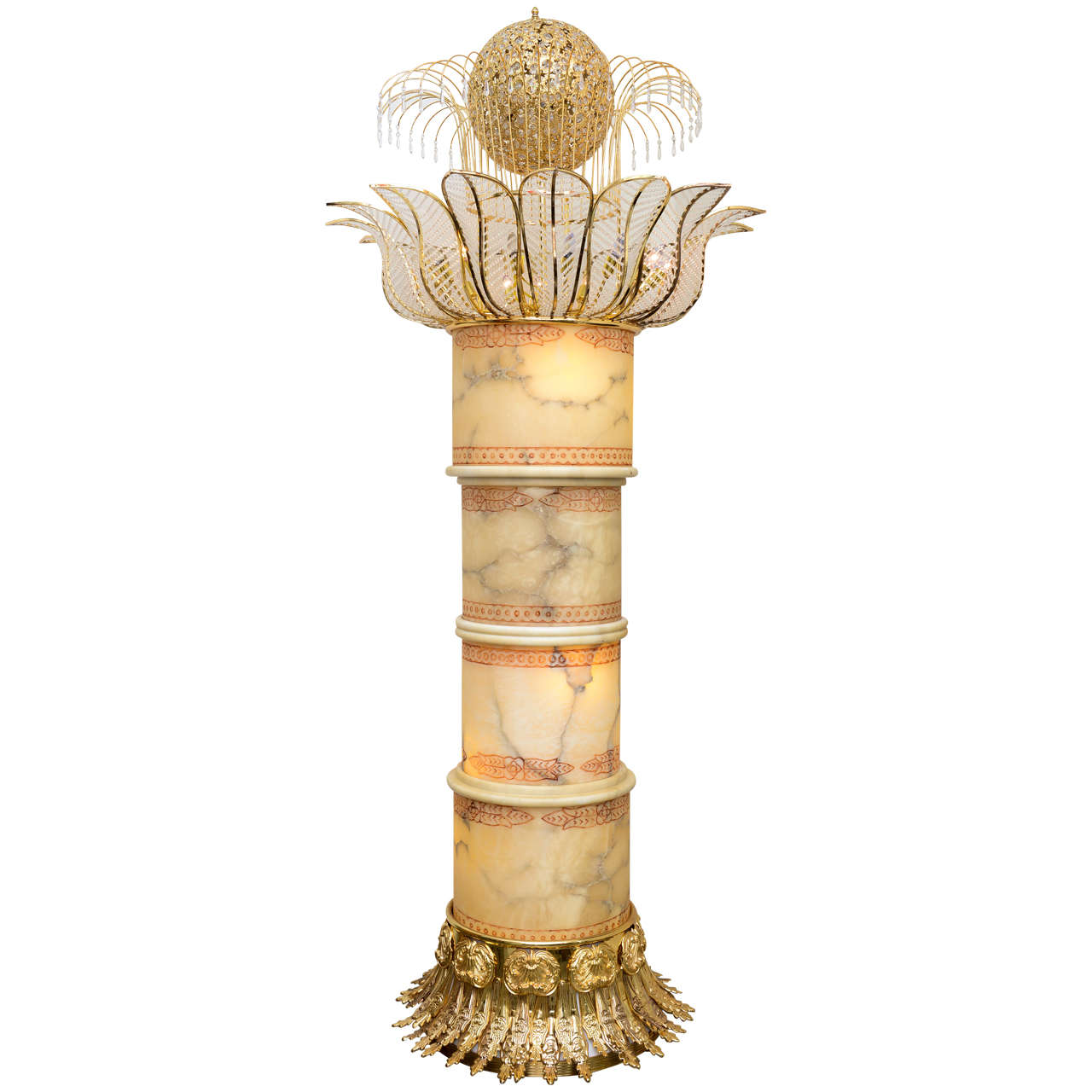 Monumental Alabaster Palm Floor Lamp