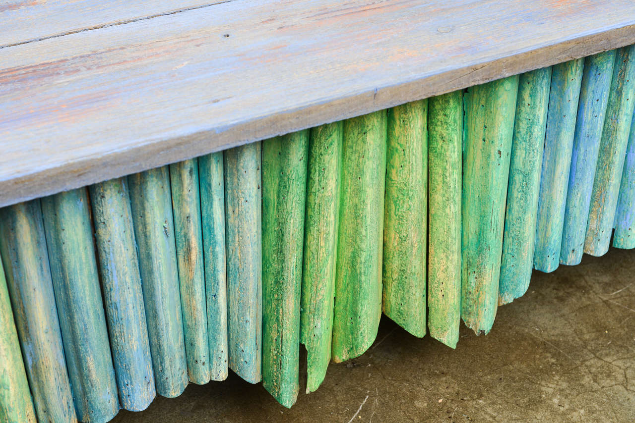 American Pair of Painted Palm Frond Benches