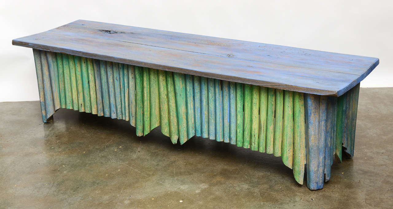 Pair of Painted Palm Frond Benches In Good Condition In West Palm Beach, FL